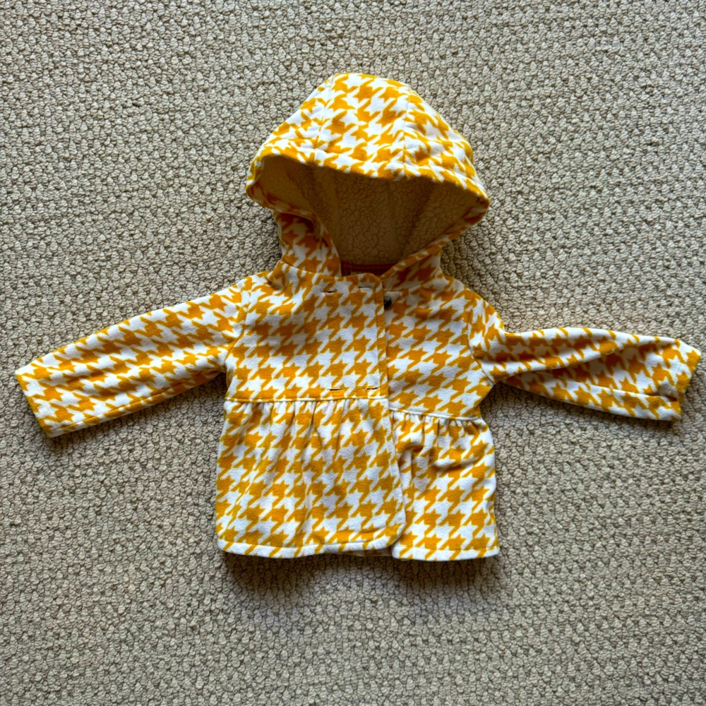 Carter’s 12m yellow and white houndstooth peplum coat